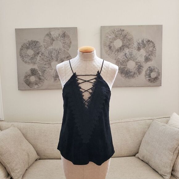 Wayf Poise Velvet Strappy Camisole -  size Medium in Black. - Picture 4 of 14